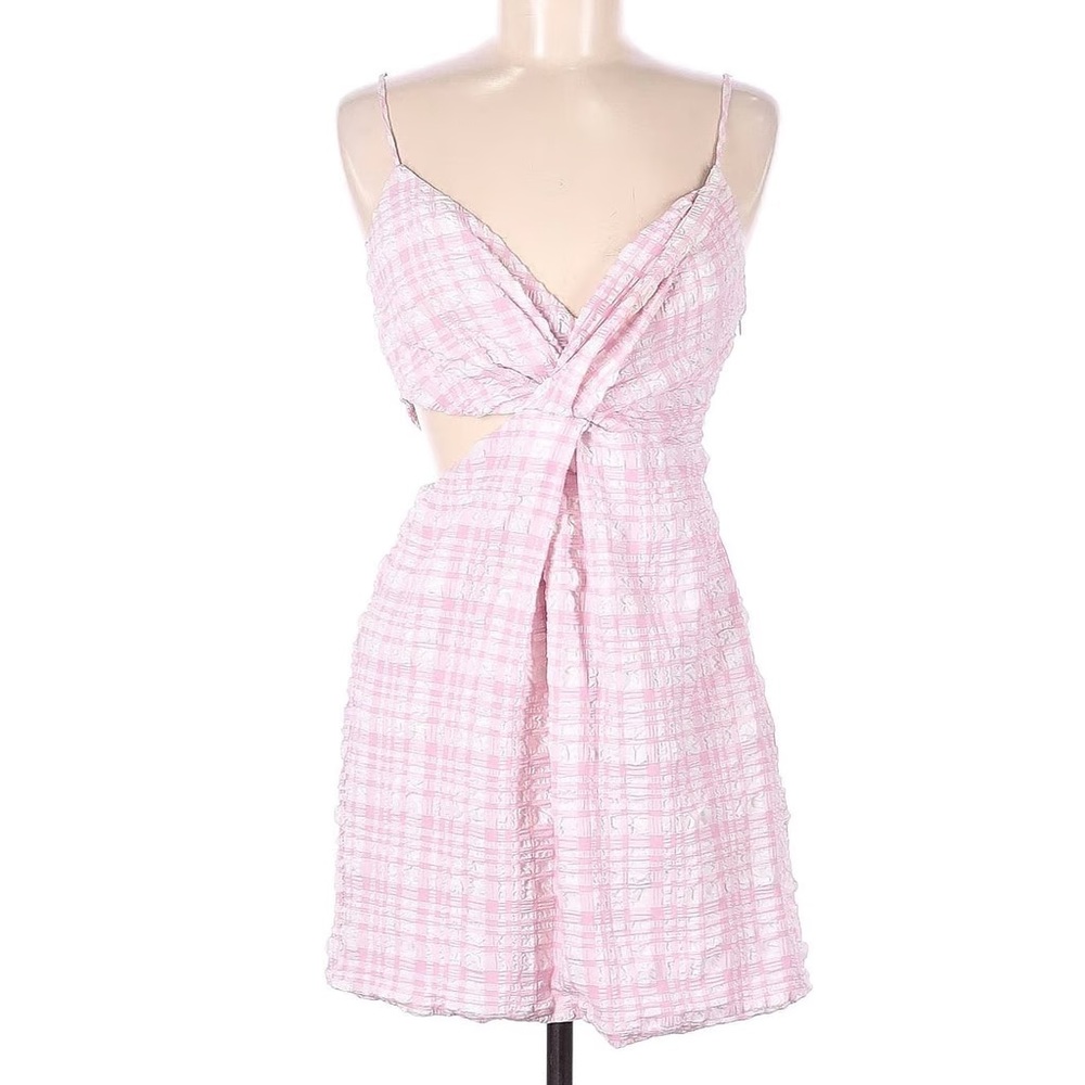 ZARA Pink Cute Plaid Casua Mini Sunl Dress Size small